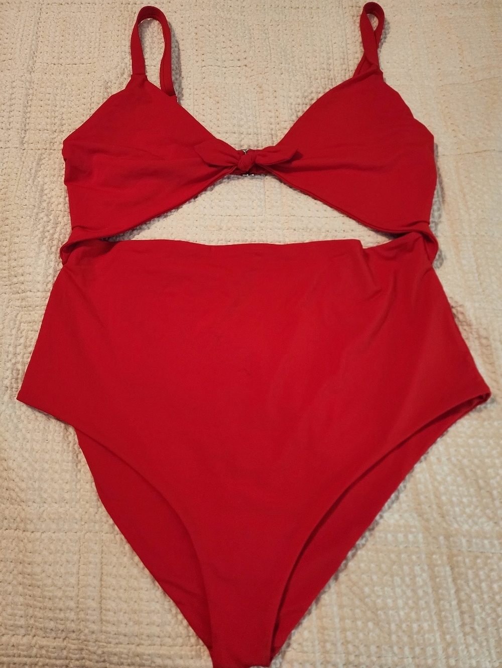 Mara Hoffman Red One-Piece Swimsuit Knot Frnt With Cutout 3X Full Coverage Bottm